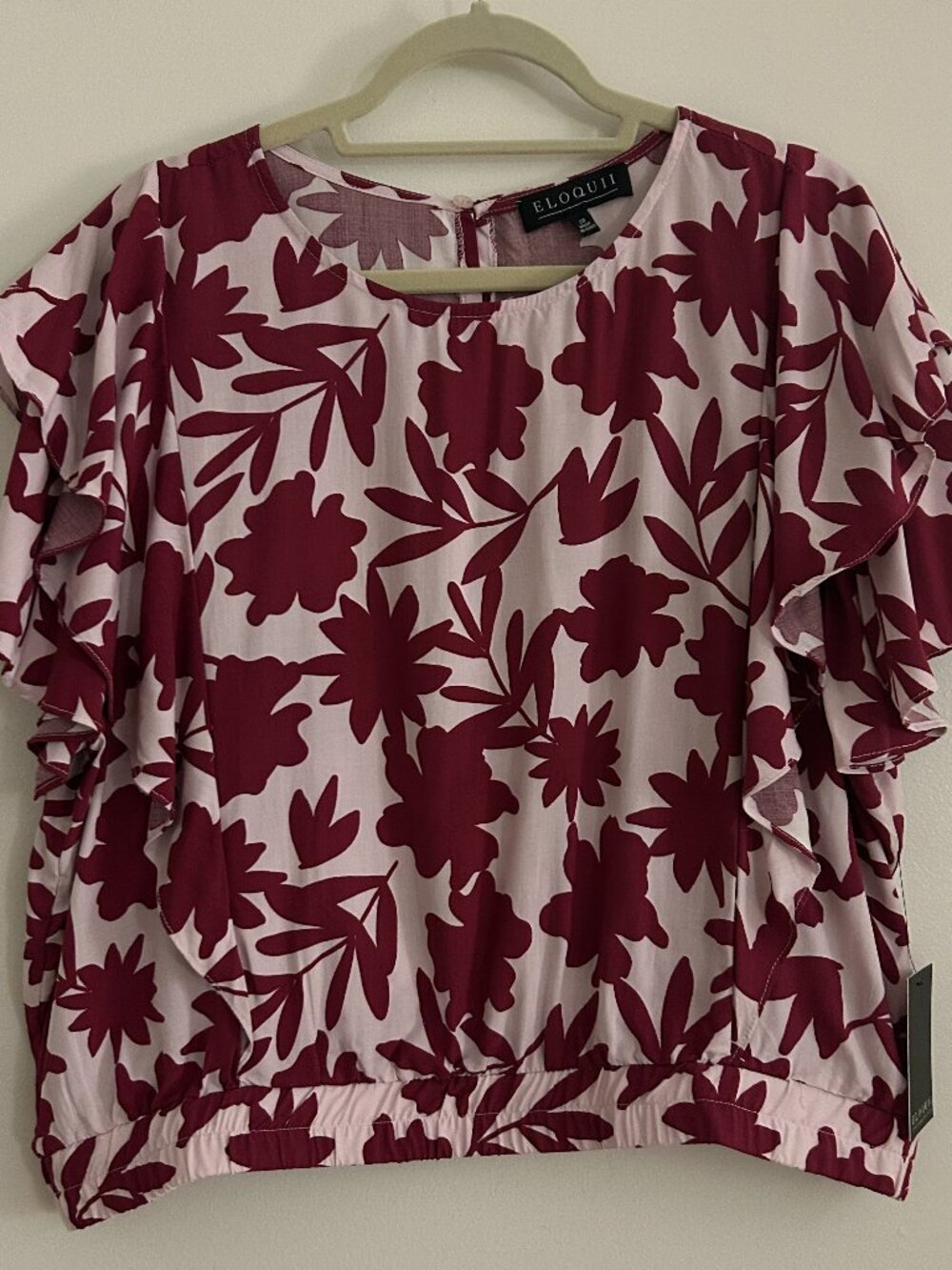 ELOQUII Flutter Short Sleeve Bubble Top (NWT; Plus Size 20)
